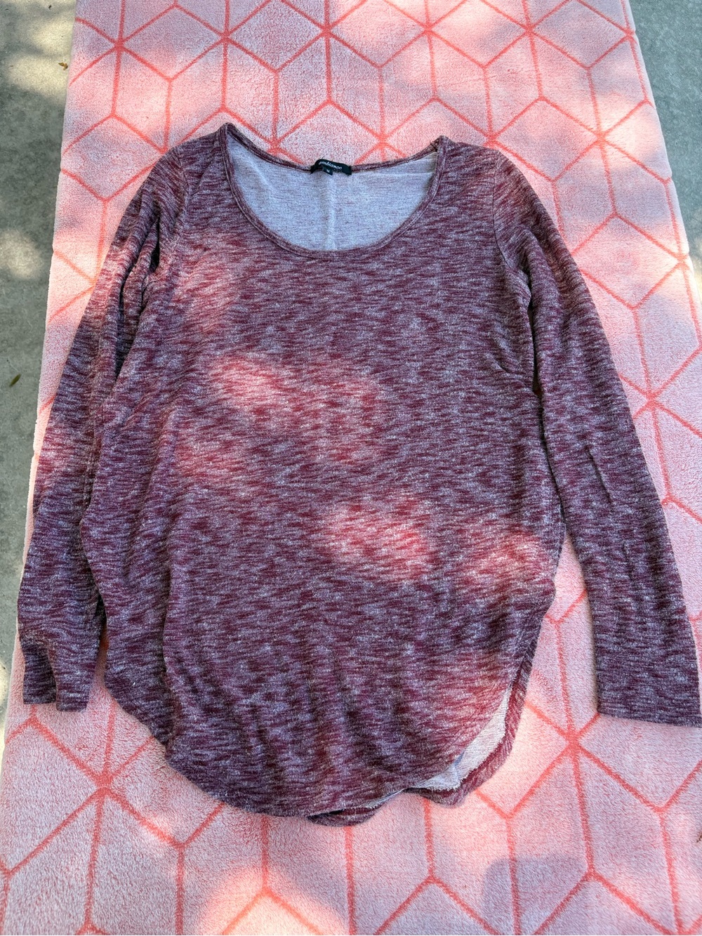 Ambiance Marled Burgundy Scoop Neck Long Sleeve Top